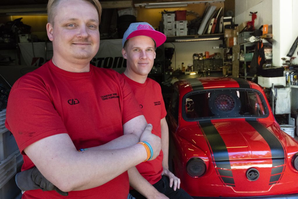 Tero Komulainen and Joonas Innanen with their Fiat Vimo car project.