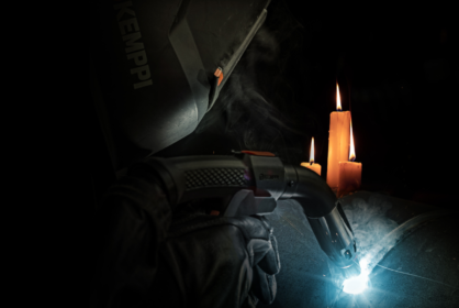Welding in candle light