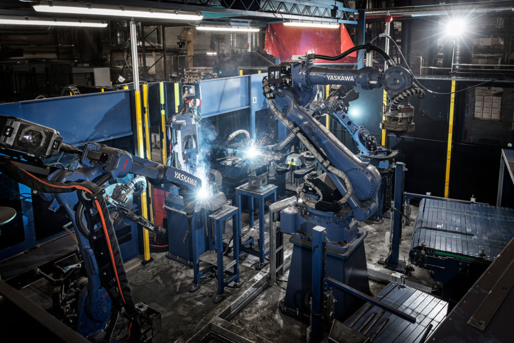 A few welding robots welding